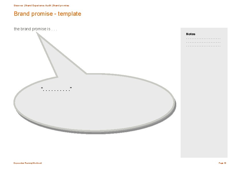 Discover | Brand Experience Audit | Brand promise - template the brand promise is.