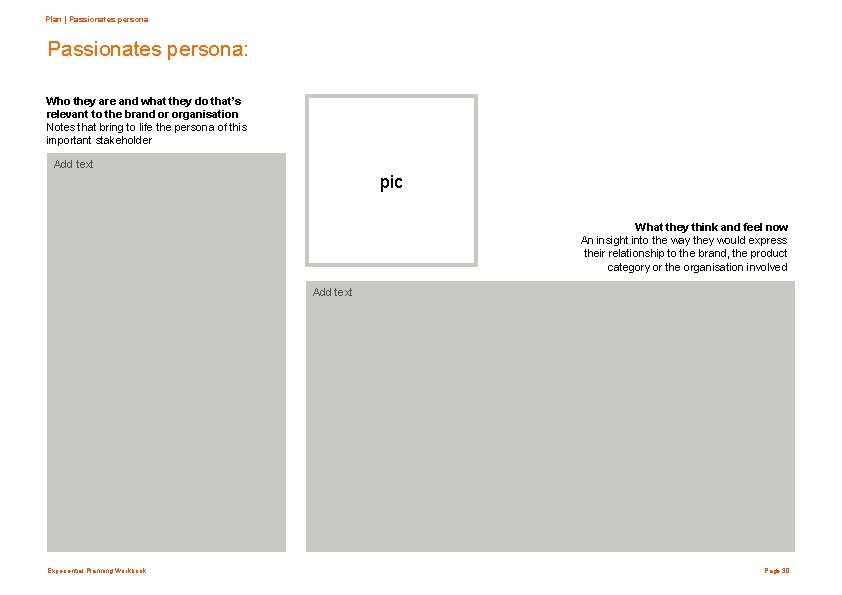 Plan | Passionates persona: Who they are and what they do that’s relevant to