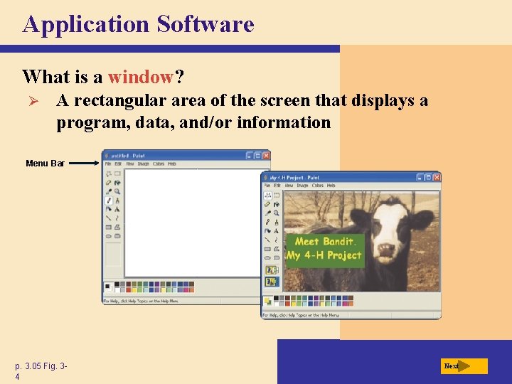 Application Software What is a window? Ø A rectangular area of the screen that