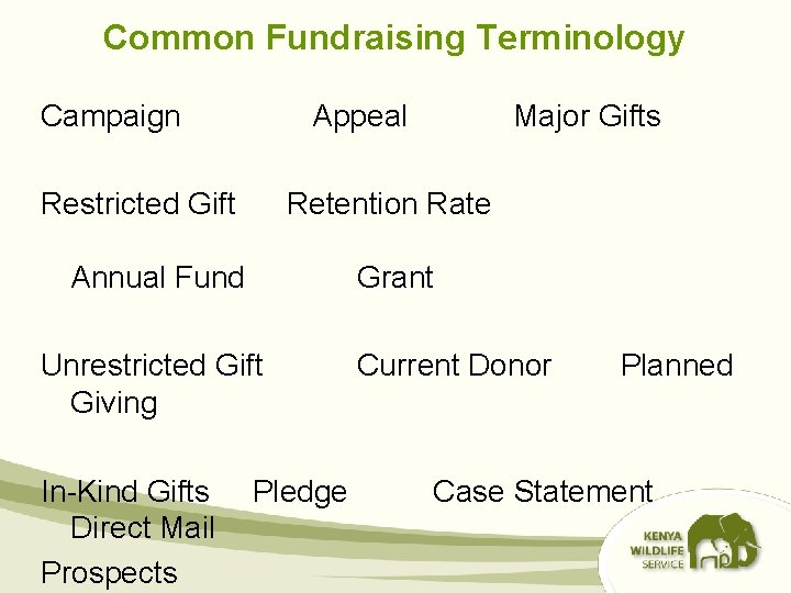 Common Fundraising Terminology Campaign Appeal Restricted Gift Retention Rate Annual Fund Grant Unrestricted Gift