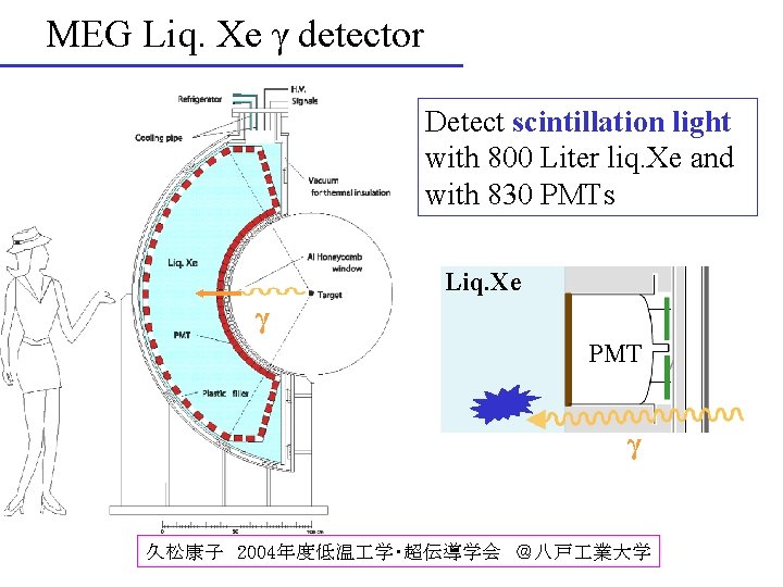 MEG Liq. Xe γ detector Detect scintillation light with 800 Liter liq. Xe and