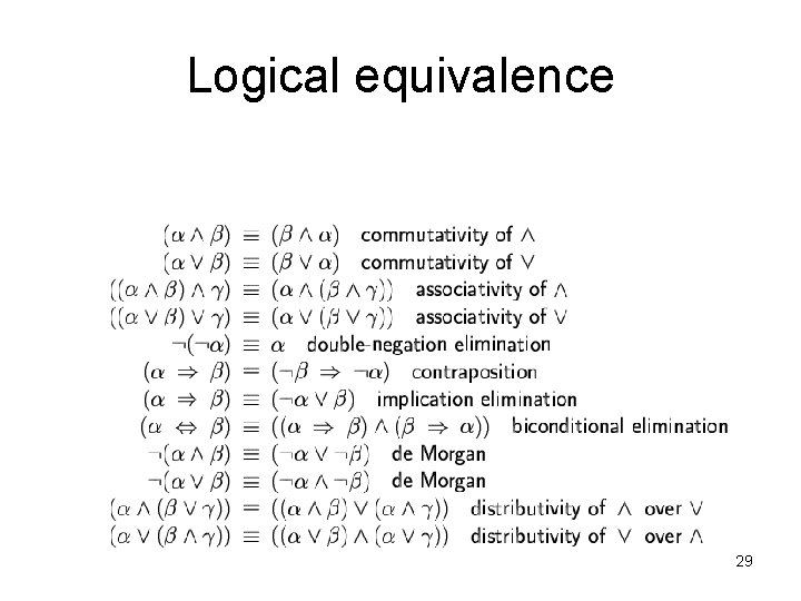 Logical equivalence 29 