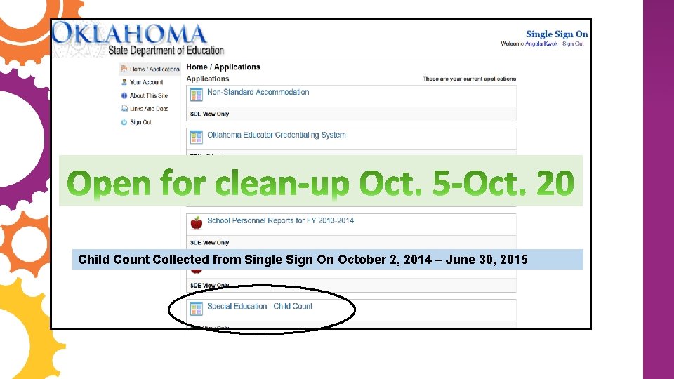 Child Count Collected from Single Sign On October 2, 2014 – June 30, 2015