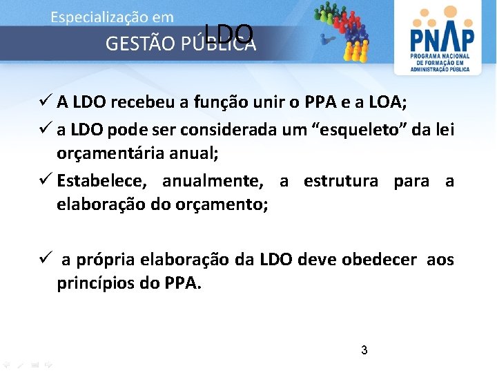 LDO ü A LDO recebeu a função unir o PPA e a LOA; ü