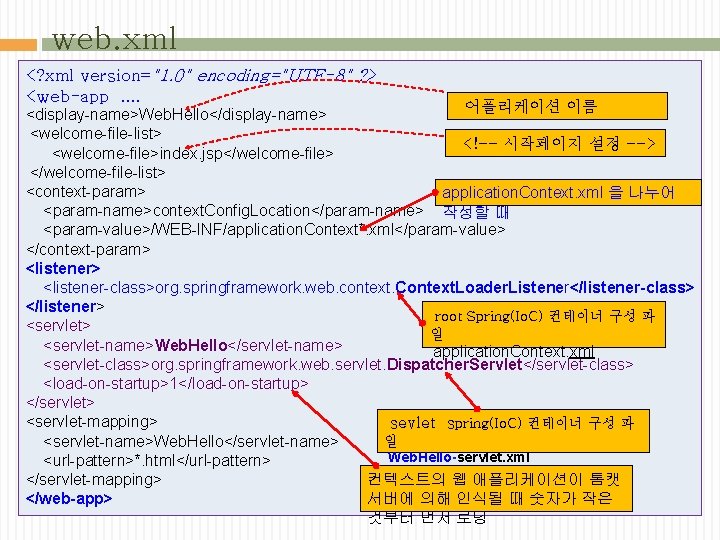 web. xml <? xml version="1. 0" encoding="UTF-8" ? > <web-app. . 어플리케이션 이름 <display-name>Web.