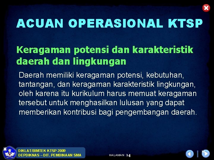 ACUAN OPERASIONAL KTSP Keragaman potensi dan karakteristik daerah dan lingkungan Daerah memiliki keragaman potensi,