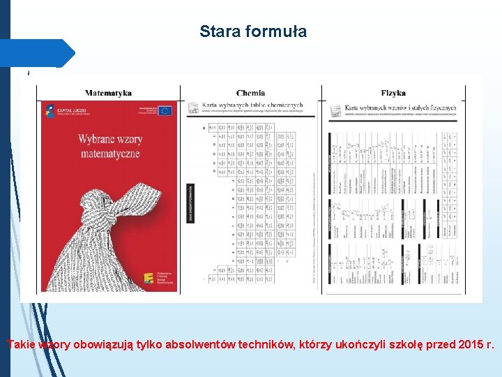 Stara formuła Takie wzory obowiązują tylko absolwentów techników, którzy ukończyli szkołę przed 2015 r.