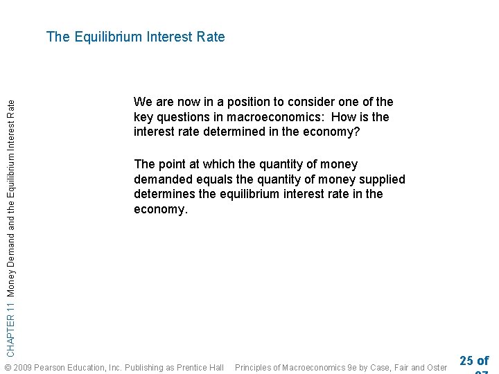 CHAPTER 11 Money Demand the Equilibrium Interest Rate The Equilibrium Interest Rate We are