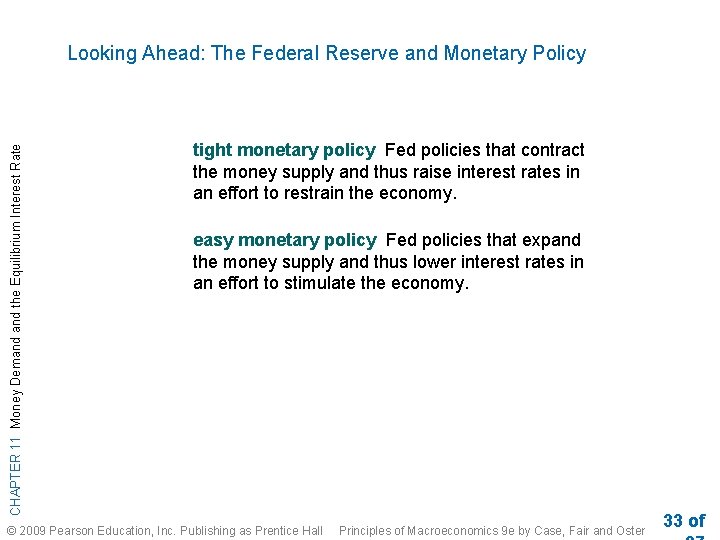 CHAPTER 11 Money Demand the Equilibrium Interest Rate Looking Ahead: The Federal Reserve and