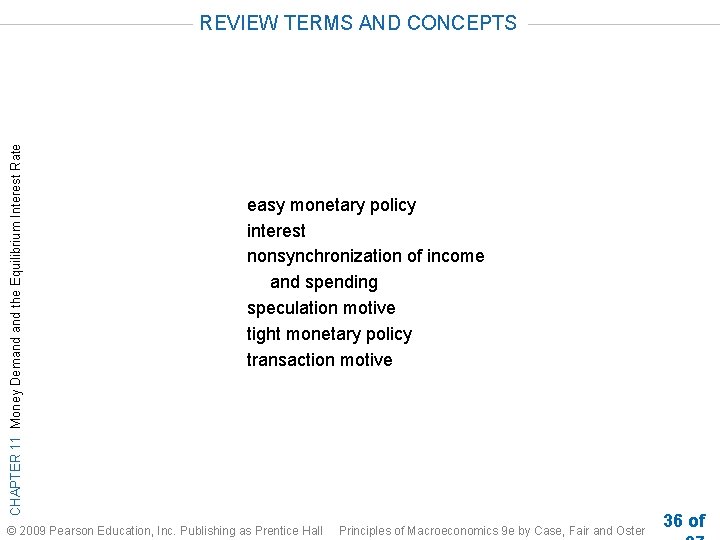 CHAPTER 11 Money Demand the Equilibrium Interest Rate REVIEW TERMS AND CONCEPTS easy monetary