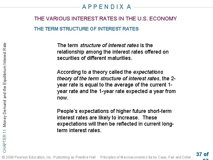 APPENDIX A THE VARIOUS INTEREST RATES IN THE U. S. ECONOMY CHAPTER 11 Money