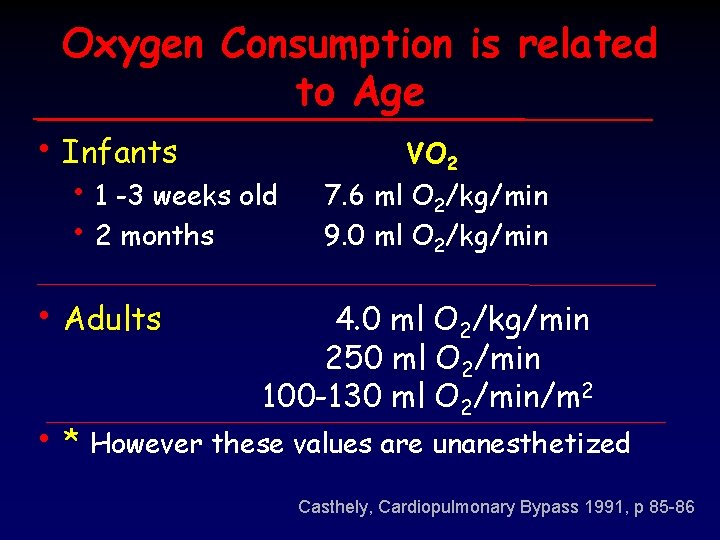 Oxygen Consumption is related to Age • Infants • 1 -3 weeks old •