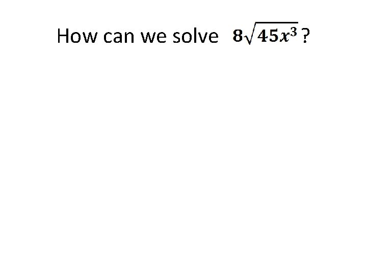 How can we solve ? 