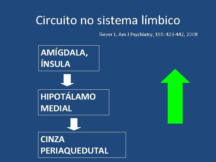 Circuito no sistema límbico Siever L. Am J Psychiatry, 165: 429 -442, 2008 AMÍGDALA,