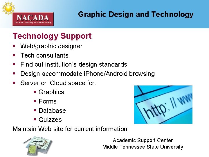 Graphic Design and Technology Support § § § Web/graphic designer Tech consultants Find out
