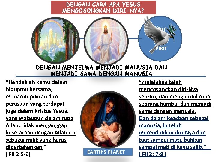 DENGAN CARA APA YESUS MENGOSONGKAN DIRI-NYA? ROH KUDUS HOLY SPIRIT DENGAN MENJELMA MENJADI MANUSIA