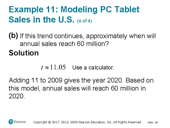 Example 11: Modeling PC Tablet Sales in the U. S. (4 of 4) (b)