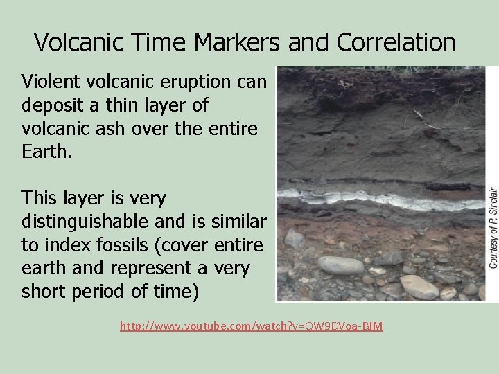 Volcanic Time Markers and Correlation Violent volcanic eruption can deposit a thin layer of