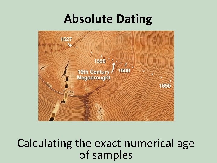 Absolute Dating Calculating the exact numerical age of samples 