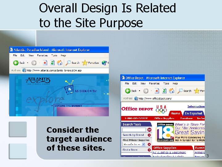 Overall Design Is Related to the Site Purpose Consider the target audience of these