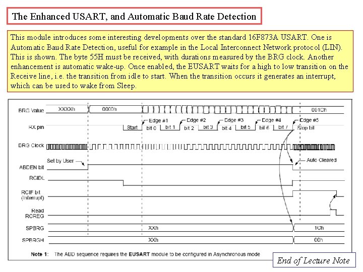 The Enhanced USART, and Automatic Baud Rate Detection This module introduces some interesting developments