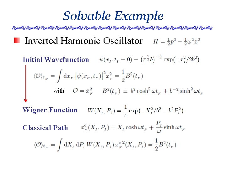 Solvable Example Inverted Harmonic Oscillator Initial Wavefunction with Wigner Function Classical Path 