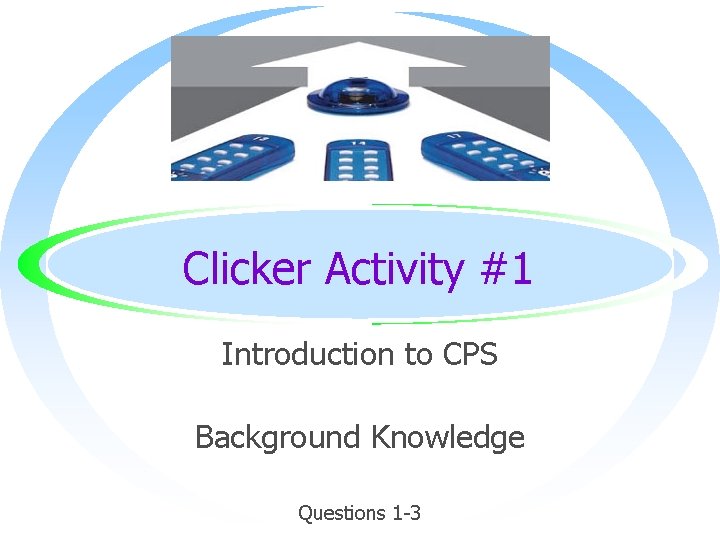Clicker Activity #1 Introduction to CPS Background Knowledge Questions 1 -3 