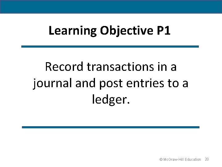 Learning Objective P 1 Record transactions in a journal and post entries to a