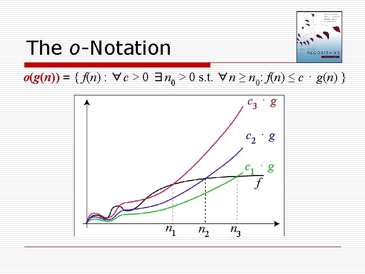 The o-Notation o(g(n)) = { f(n) : ∀c > 0 ∃n 0 > 0