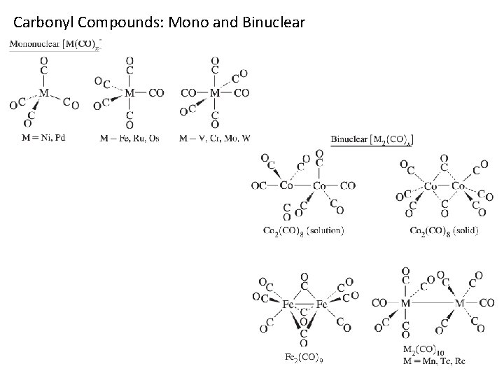 Carbonyl Compounds: Mono and Binuclear 