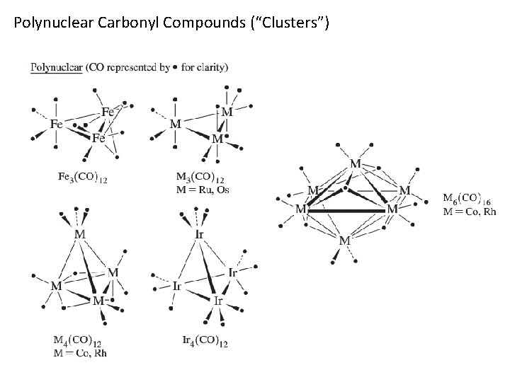 Polynuclear Carbonyl Compounds (“Clusters”) 