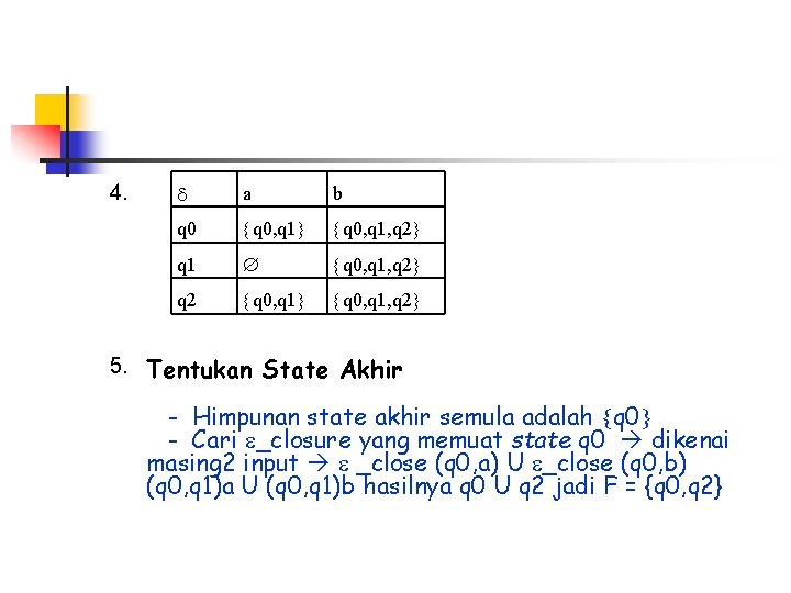 4. a b q 0, q 1, q 2 q 1 q 0, q