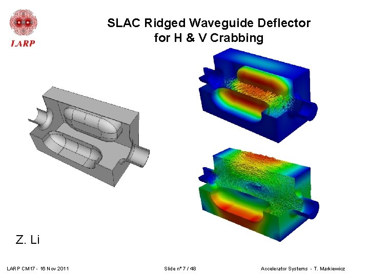 SLAC Ridged Waveguide Deflector for H & V Crabbing Z. Li LARP CM 17