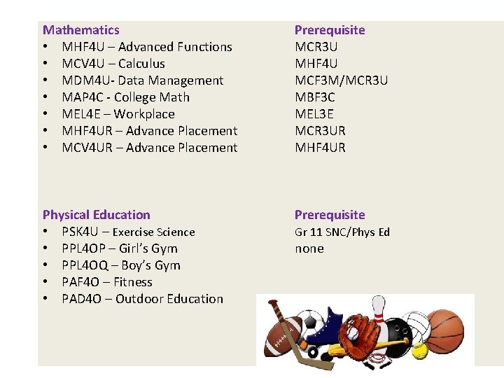 Mathematics • MHF 4 U – Advanced Functions • MCV 4 U – Calculus