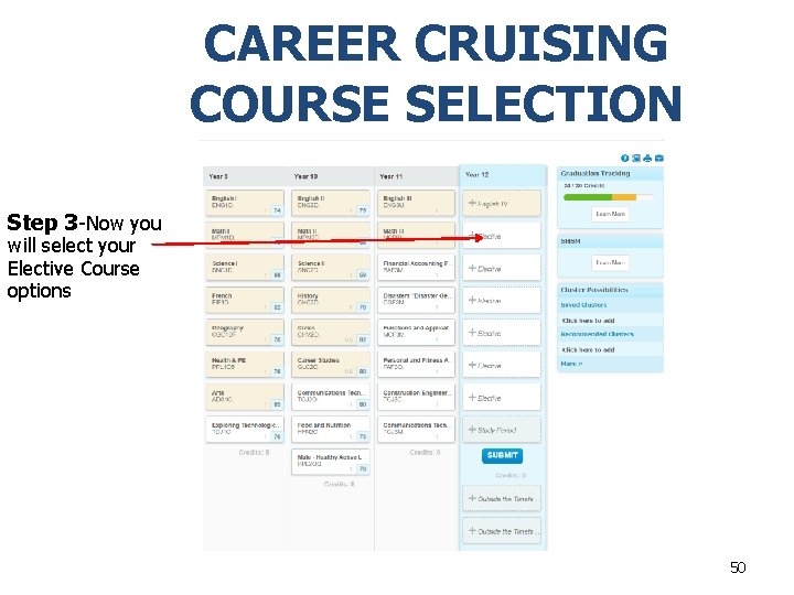 CAREER CRUISING COURSE SELECTION Step 3 -Now you will select your Elective Course options