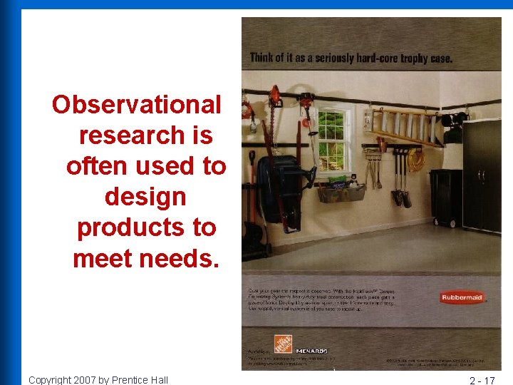 Observational research is often used to design products to meet needs. Copyright 2007 by