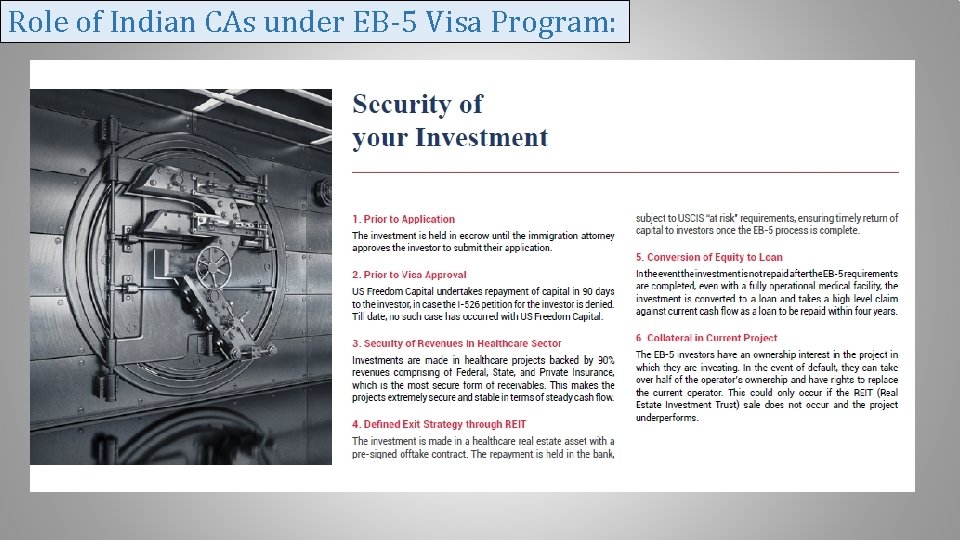 Role of Indian CAs under EB-5 Visa Program: 
