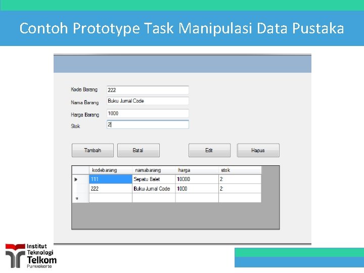 Contoh Prototype Task Manipulasi Data Pustaka 