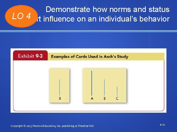 Demonstrate how norms and status LOexert 4 influence on an individual’s behavior Copyright ©