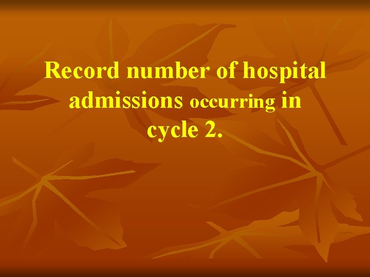 Record number of hospital admissions occurring in cycle 2. 
