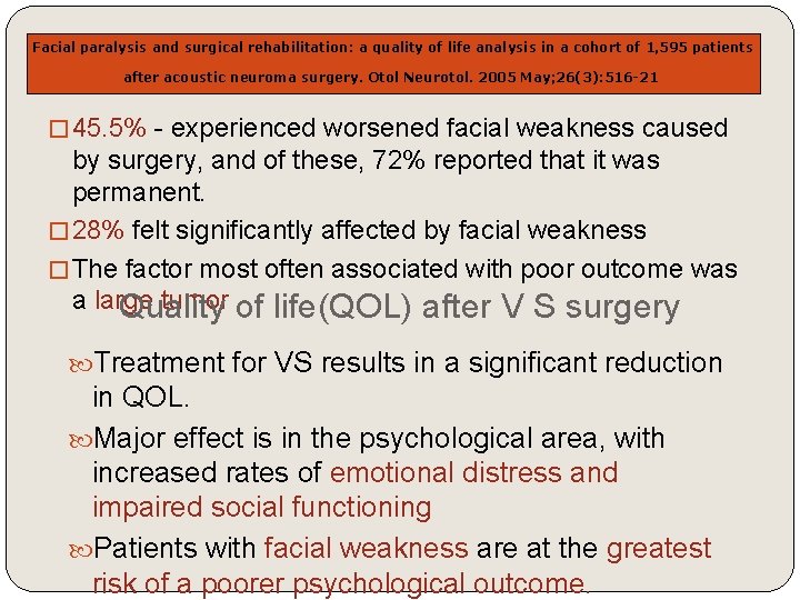 Facial paralysis and surgical rehabilitation: a quality of life analysis in a cohort of