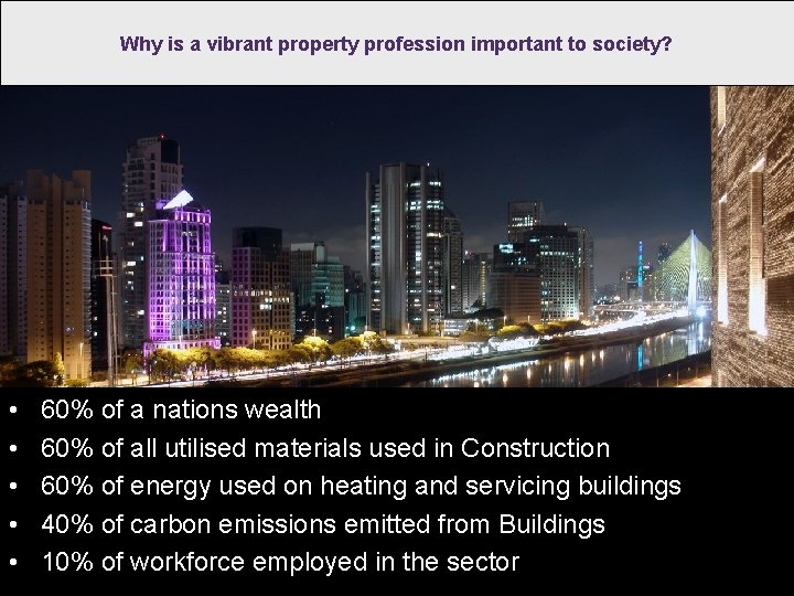 Why is a vibrant property profession important to society? • • • 60% of