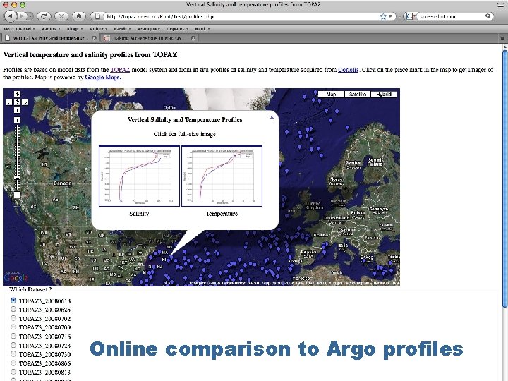 Online comparison to Argo profiles 