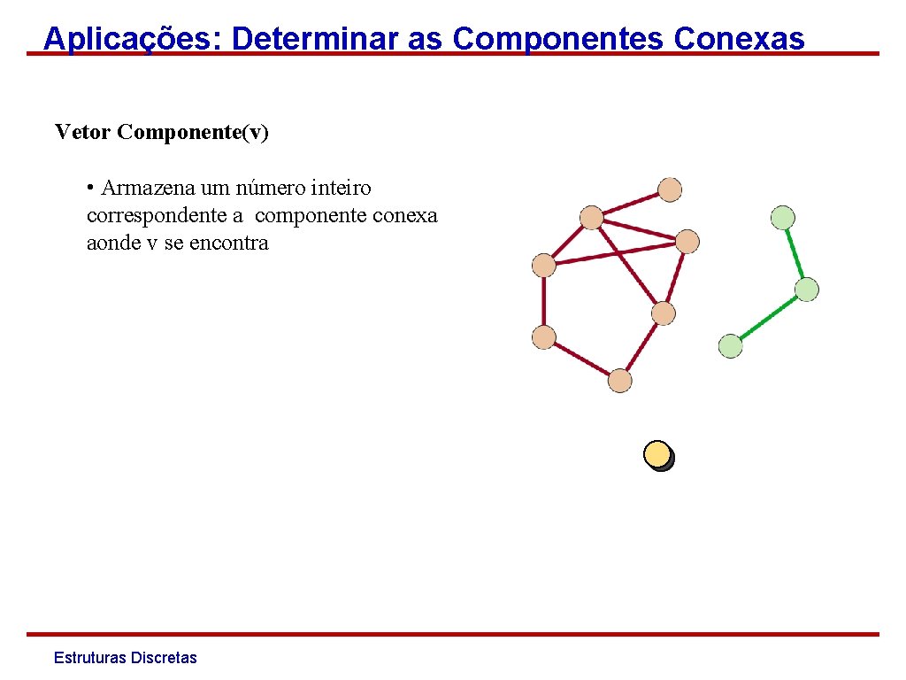 Aplicações: Determinar as Componentes Conexas Vetor Componente(v) • Armazena um número inteiro correspondente a