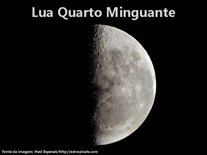 Lua Quarto Minguante Fonte da imagem: Fred Espenak/http: //astropixels. com 