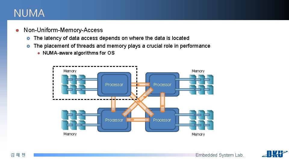 NUMA l Non-Uniform-Memory-Access £ £ The latency of data access depends on where the NUMA l Non-Uniform-Memory-Access £ £ The latency of data access depends on where the