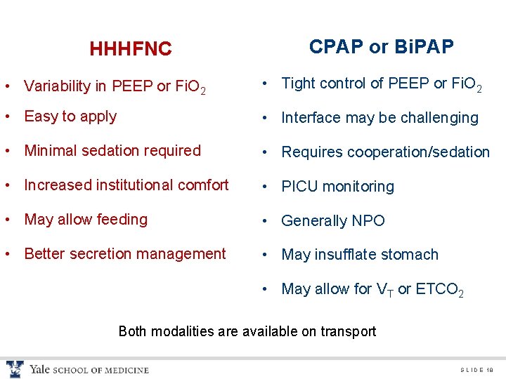 HHHFNC CPAP or Bi. PAP • Variability in PEEP or Fi. O 2 •