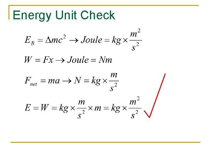 Energy Unit Check 