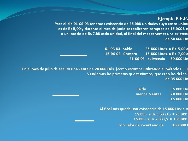 Ejemplo P. E. P. S P. E. P. Para el día 01 -06 -03