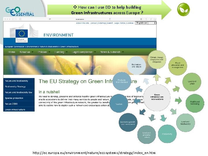 v How can I use EO to help building Green Infrastructures across Europe ?